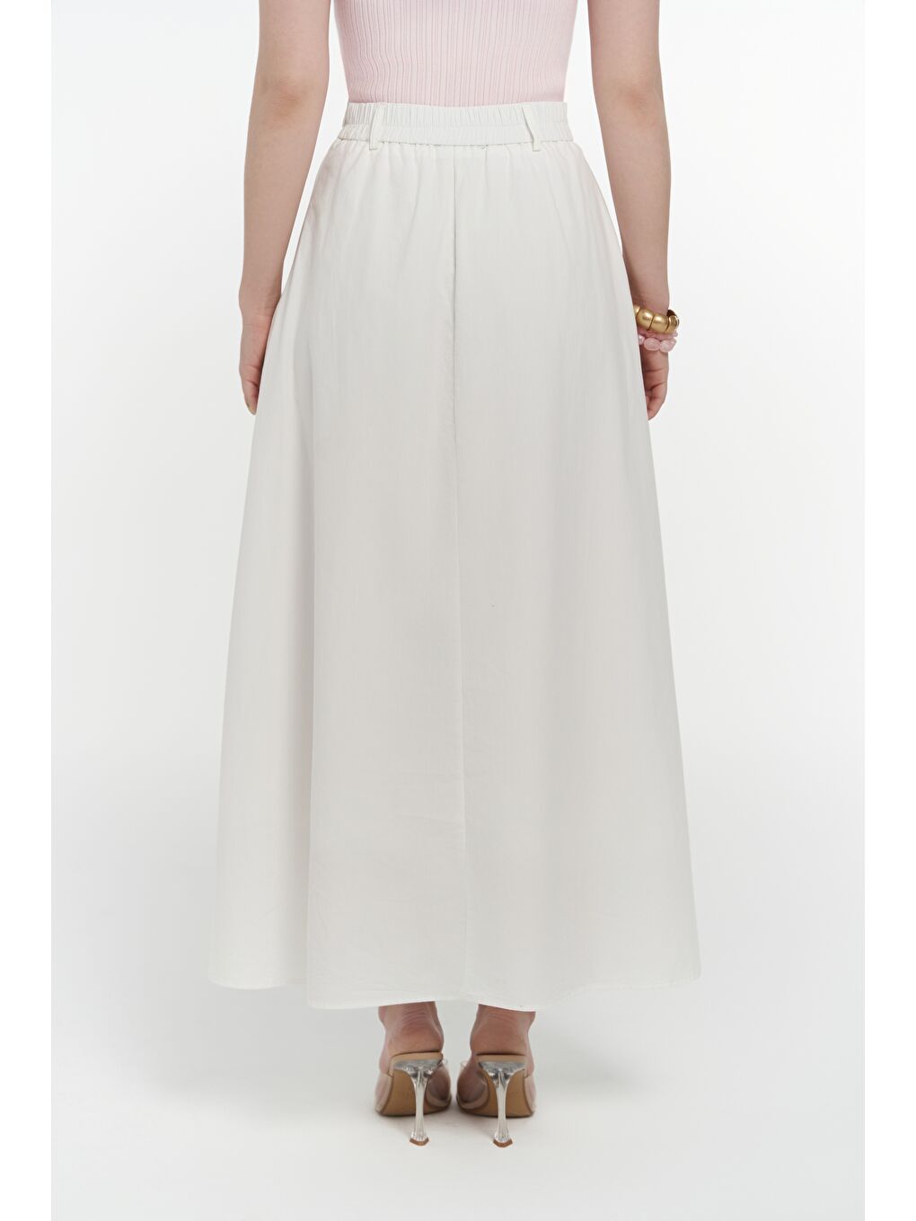Rhea Köprü Detay Uzun Ekru Etek-4