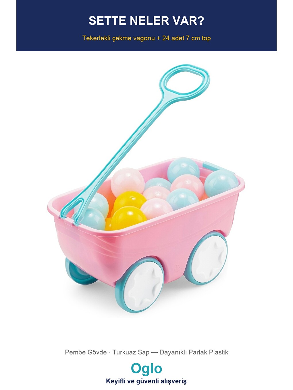 Gezgin Vagon Oyun Seti 24 Adet 7 Cm Renkli Top Pembe-1