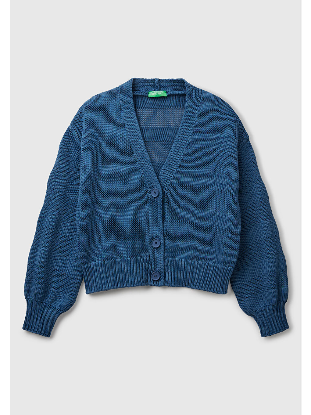 Mavi Kadın Denim %100 Pamuk Şerit Efektli Düşük Omuzlu Örme Relax Fit Hırka