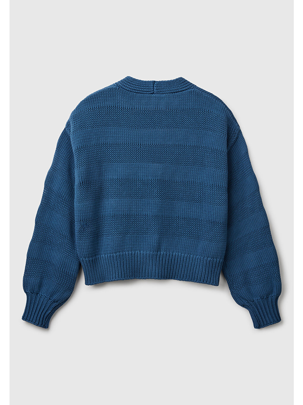 Mavi Kadın Denim %100 Pamuk Şerit Efektli Düşük Omuzlu Örme Relax Fit Hırka-1