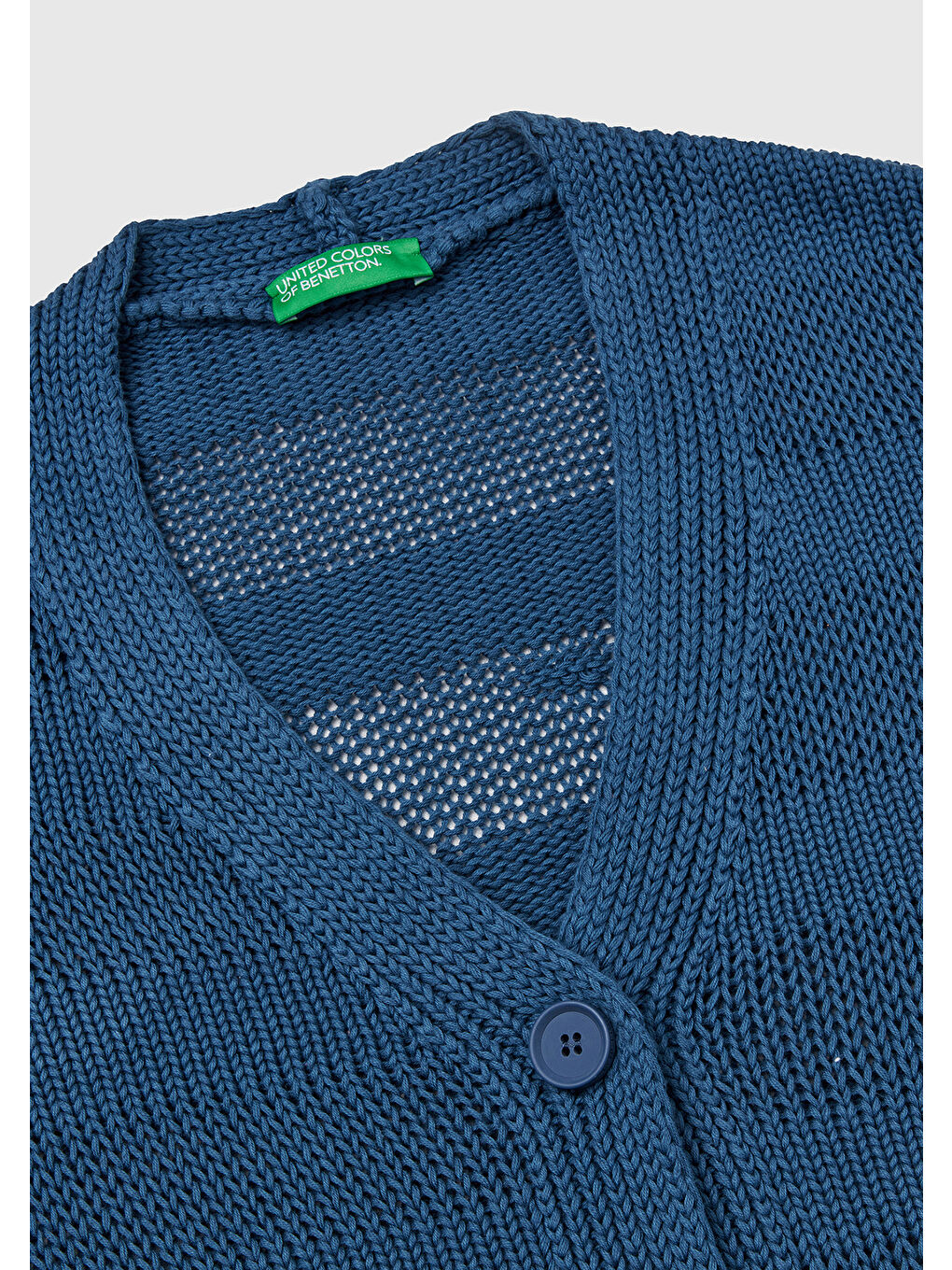 Mavi Kadın Denim %100 Pamuk Şerit Efektli Düşük Omuzlu Örme Relax Fit Hırka-2