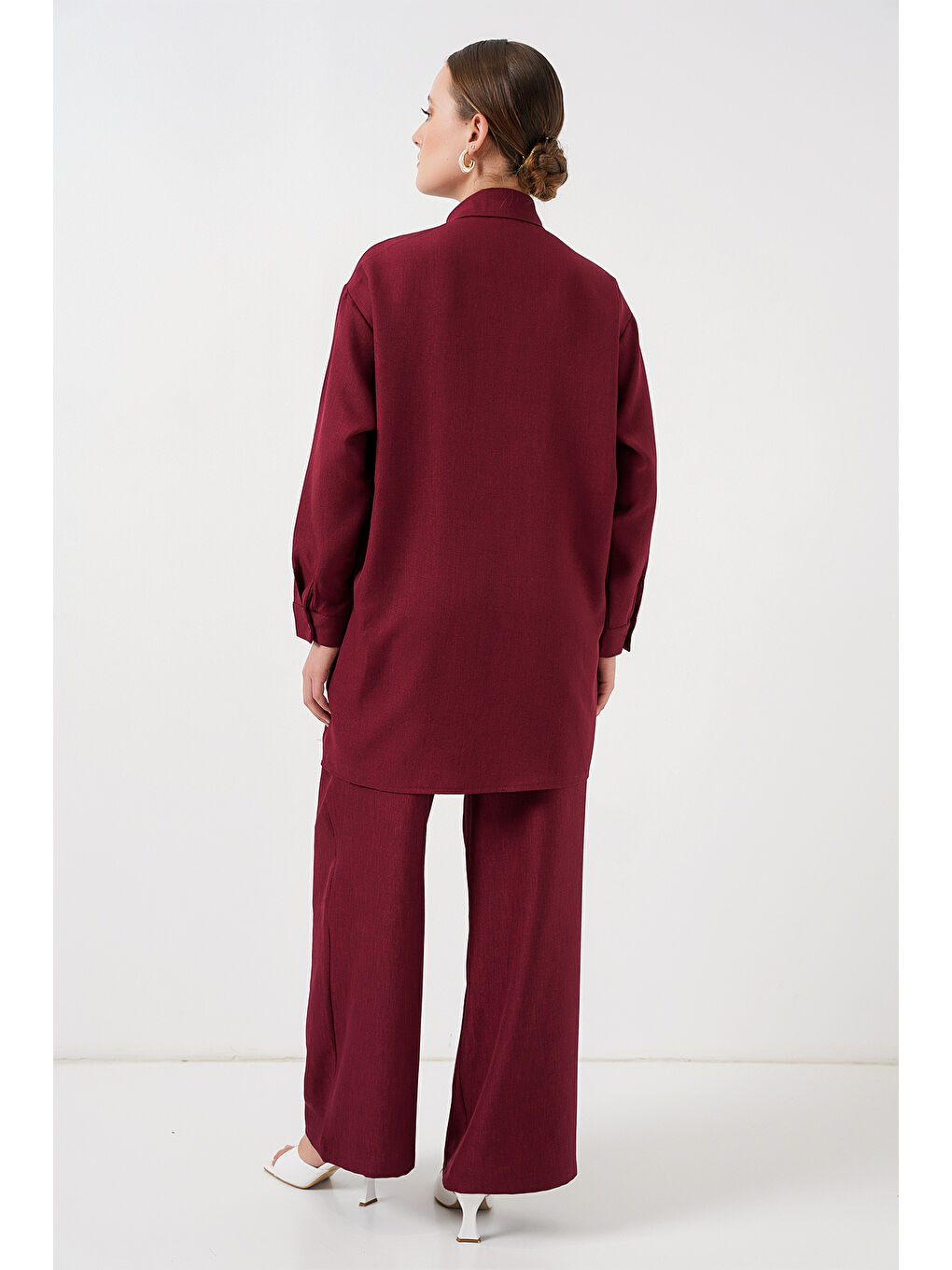 Desenli Tunik Pantolon İkili Takım 6720 - Bordo-5