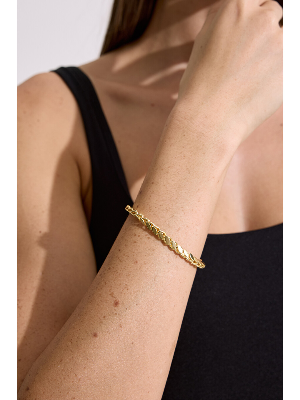 Sarı Pullu Zincir Bileklik Gold-1