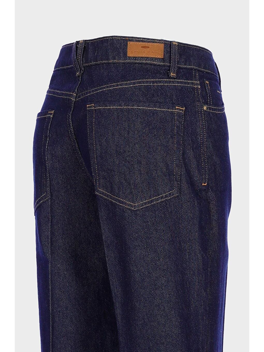 Koyu Mavi Yüksek Bel Patı Fermuarlı Straight Fit Jean Pantolon C 4889-005-2