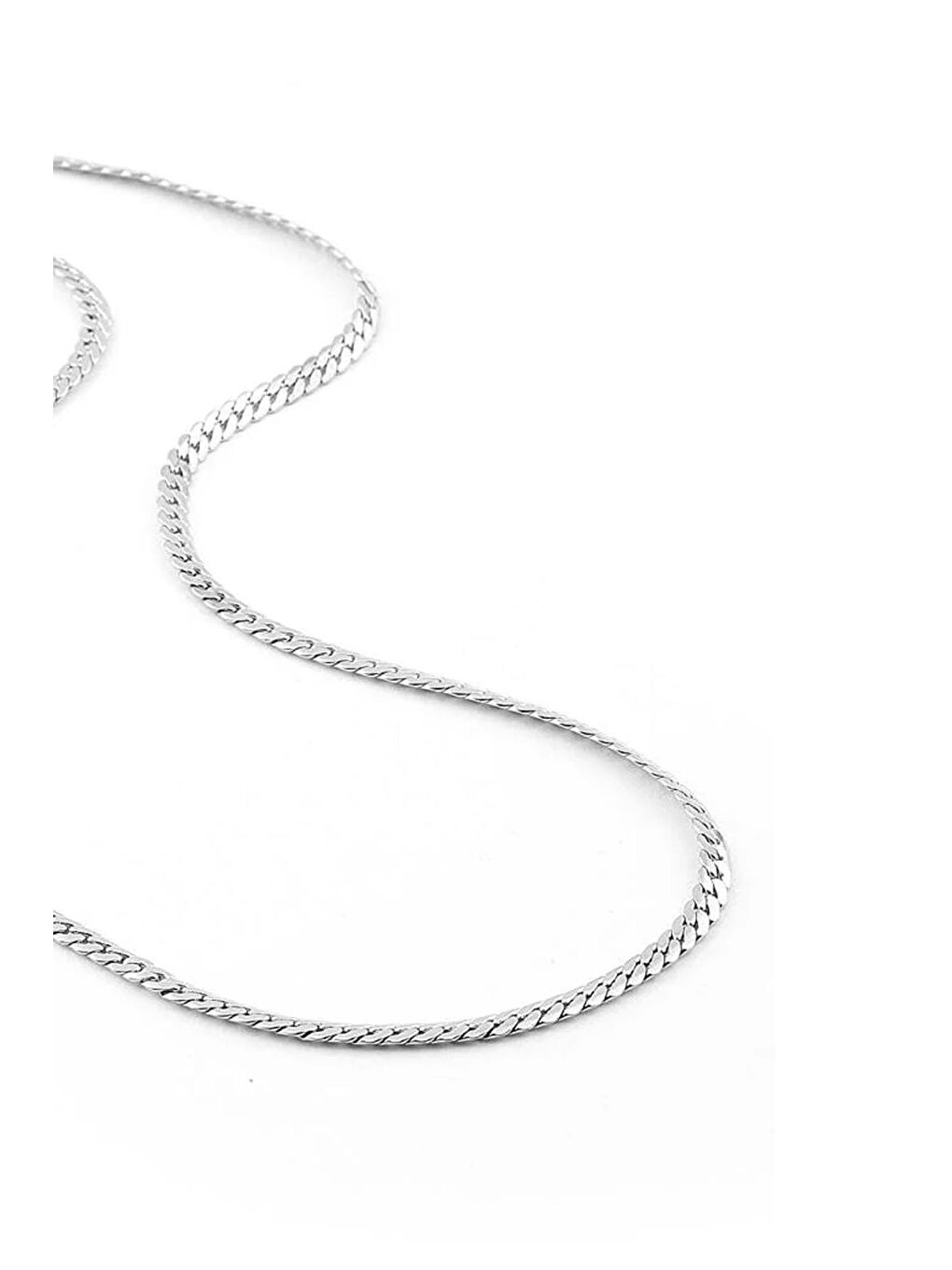 Gri Erkek İnce Yassı Yılan Çelik Kolye 60 cm-3