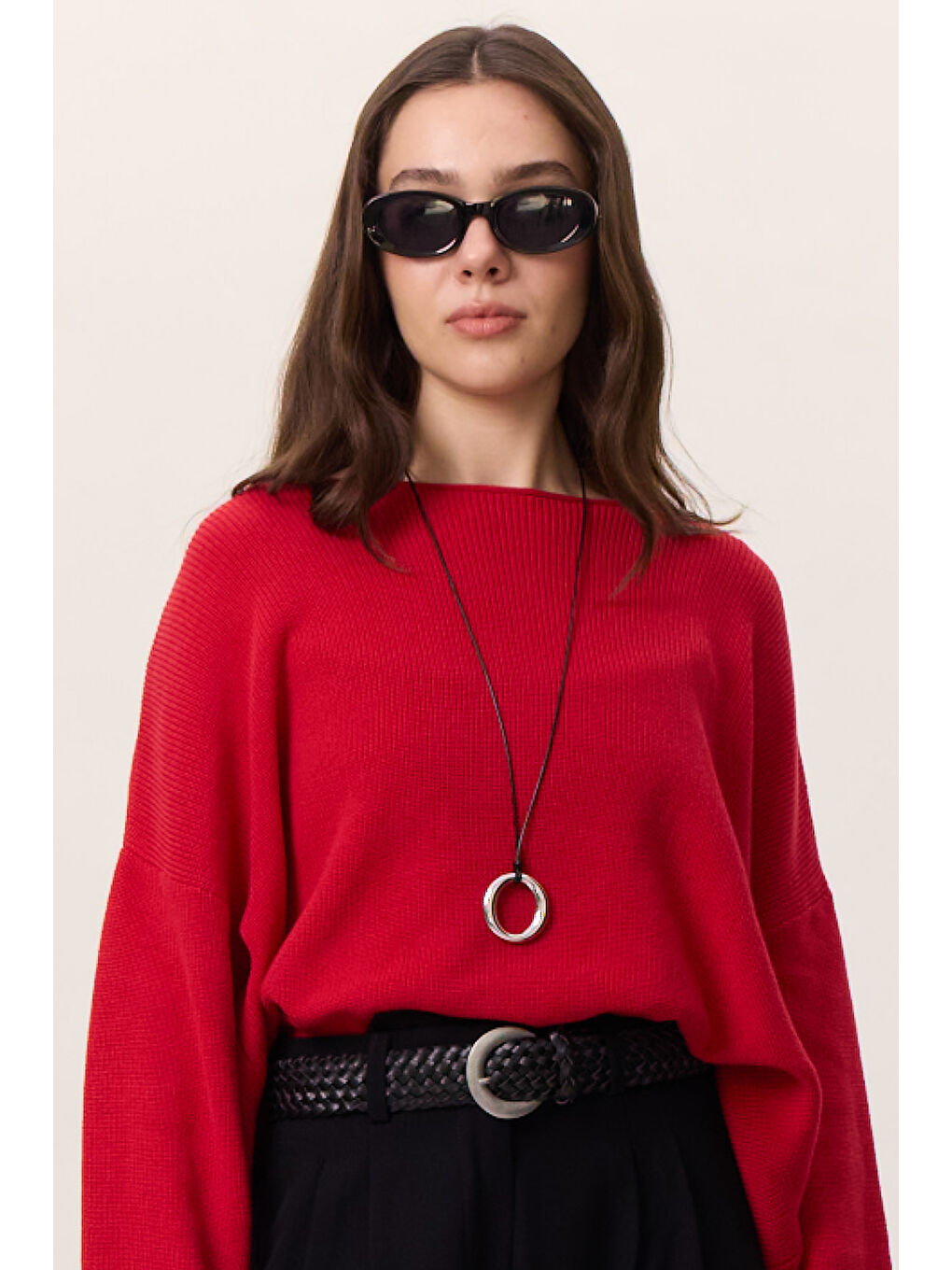 Örgü Deri Tokalı Kemer Siyah-1