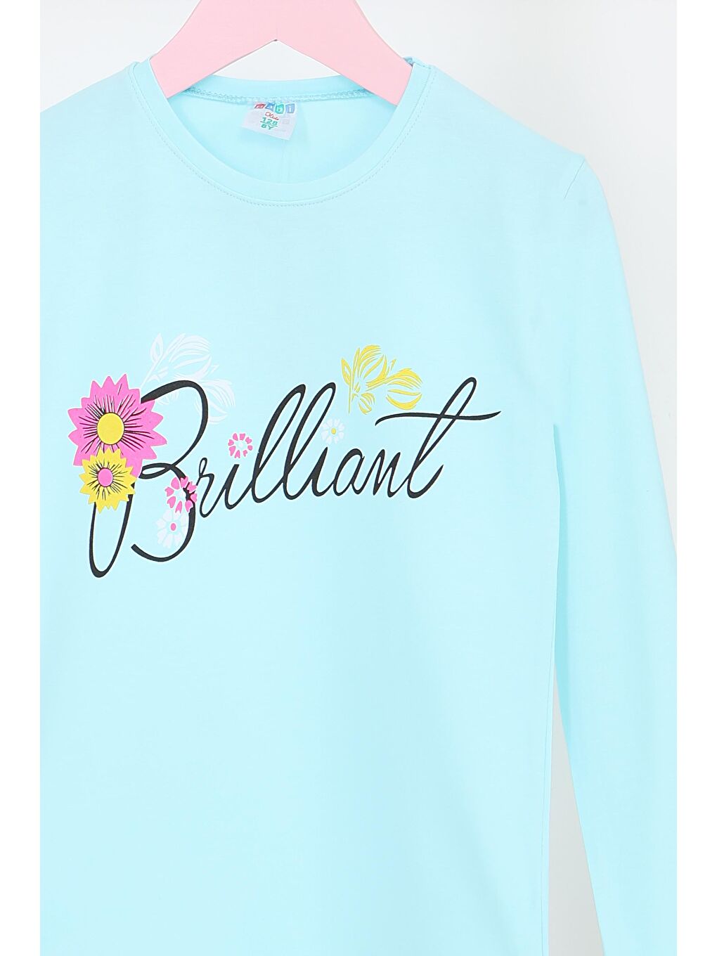 Kız Çocuk Bebe Mavi Uzun Kollu Baskılı Penye Badi - 27699-1