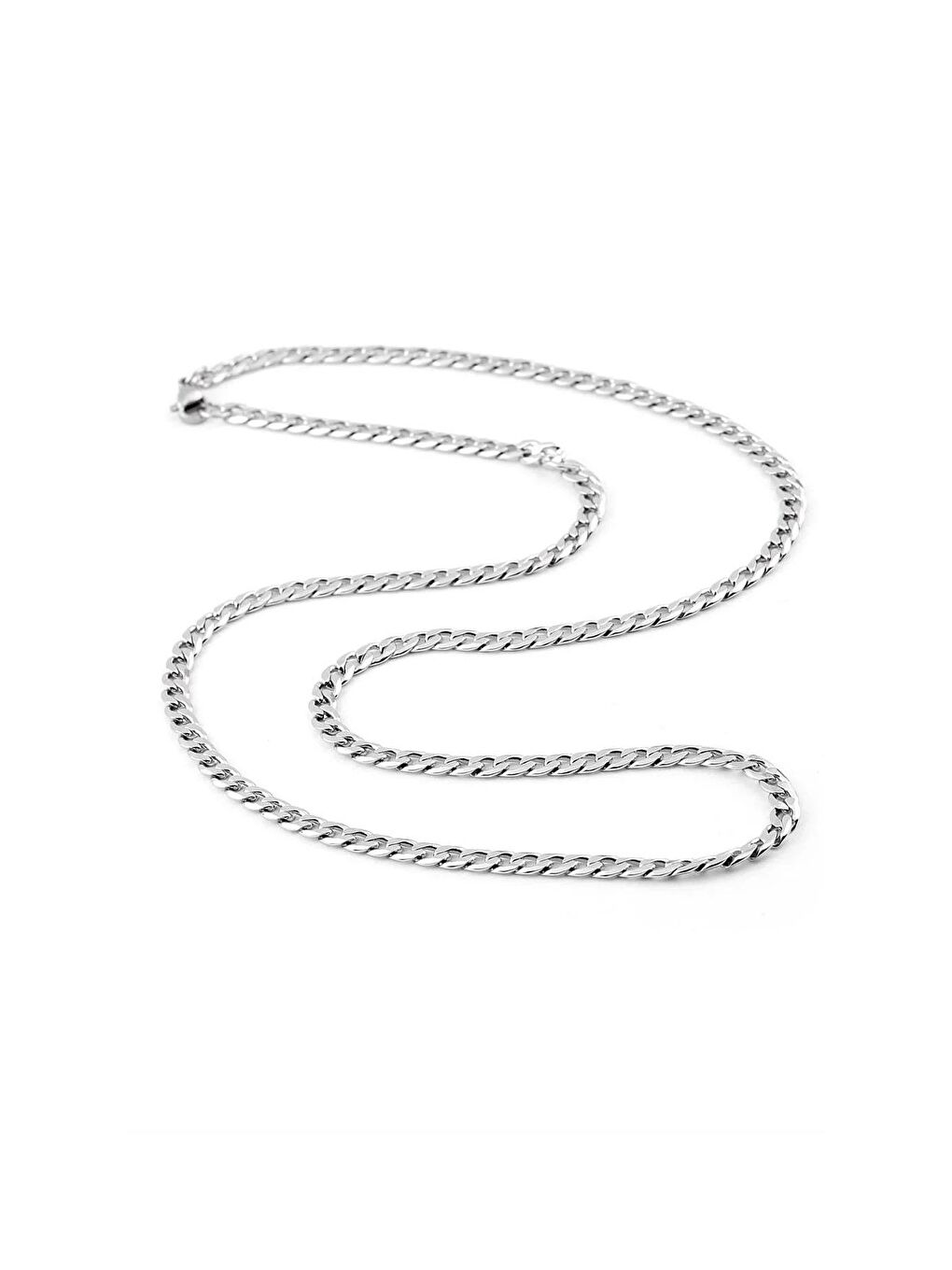 Gri Erkek Yassı Çelik Kolye 60 cm-2