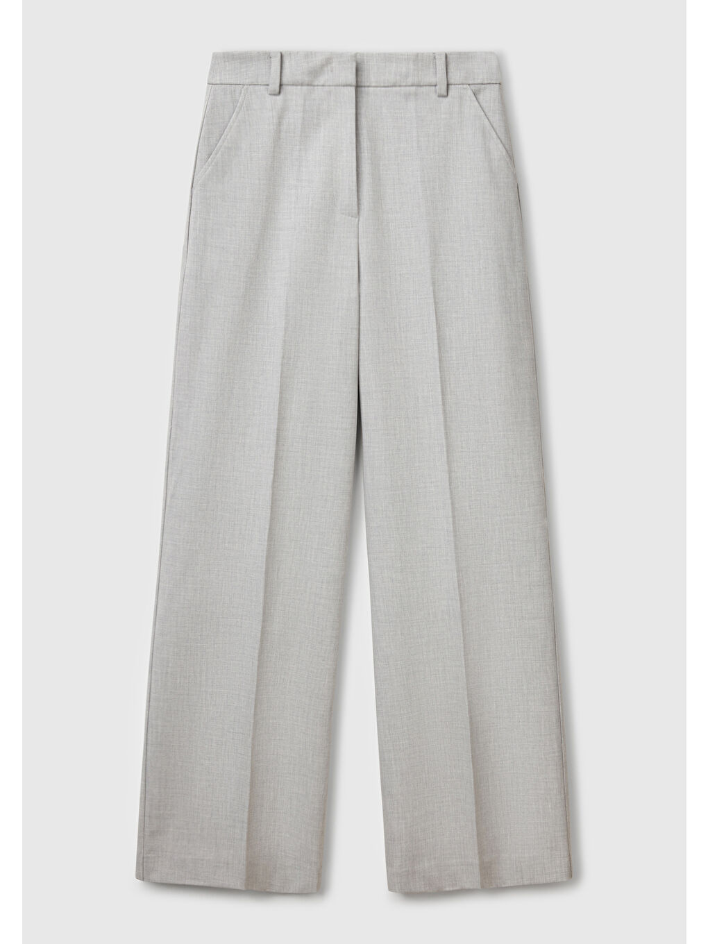 Kadın Gri Streç Kumaşlı Yüksek Bel Wide Leg Pantolon-1