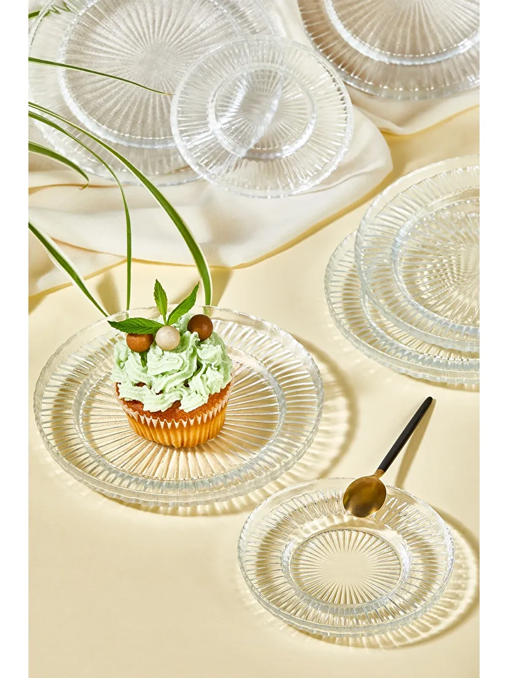 Renksiz Riva 12 Parça Çay ve Pasta/Tatlı Tabağı Seti-2