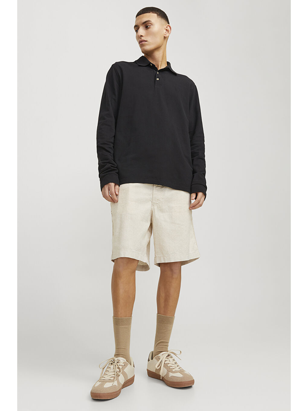 Bej Pants Studio Jpstjaıden Keten Karışımlı Relaxed Fit Normal Bel Short 12274968-2