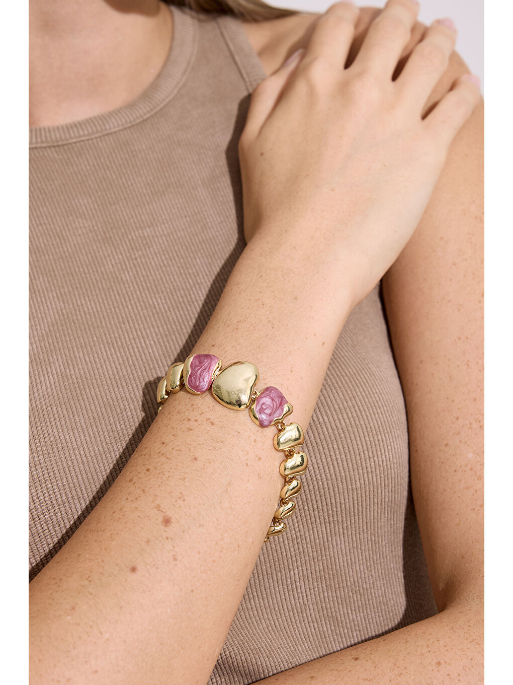 Sarı Bloklu Tasarım Bileklik Gold