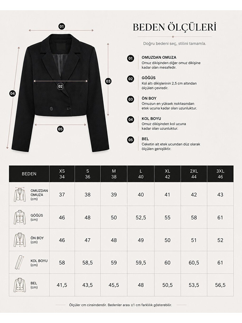 Beyaz Kadın Regular Fit Çift Düğme Detaylı Crop Blazer Ceket – Modern Tasarım-3