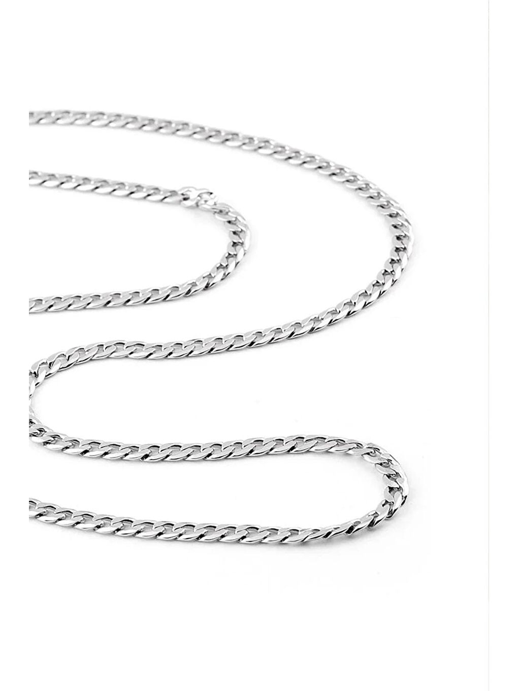 Gri Erkek Yassı Çelik Kolye 60 cm-5