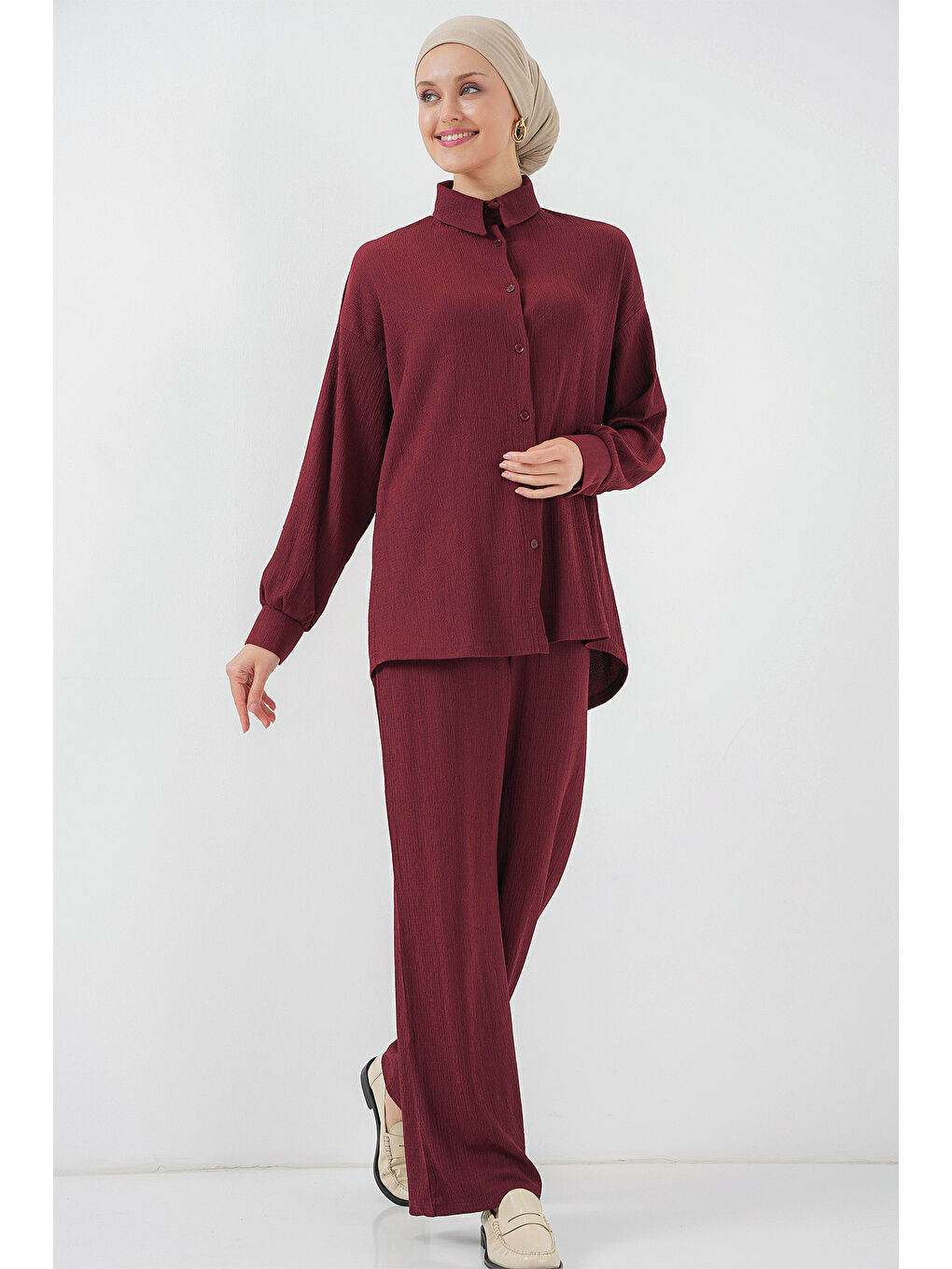 T5858 Örme Tesettür İkili Takım - Mürdüm-2