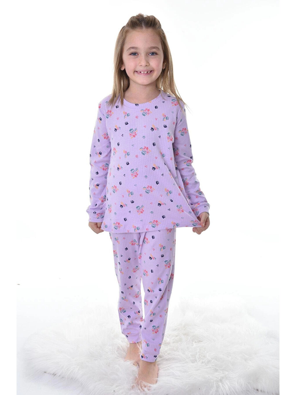 Myhanne Lila Çiçek Desenli Pijama Takımı 11221 - 2