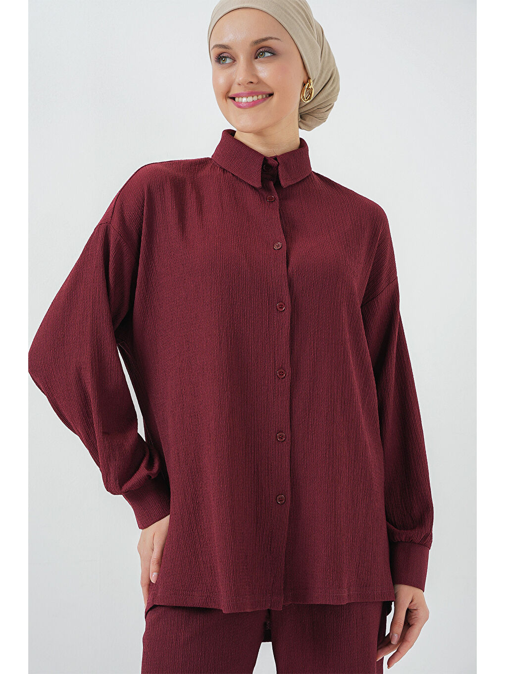 T5858 Örme Tesettür İkili Takım - Mürdüm-4