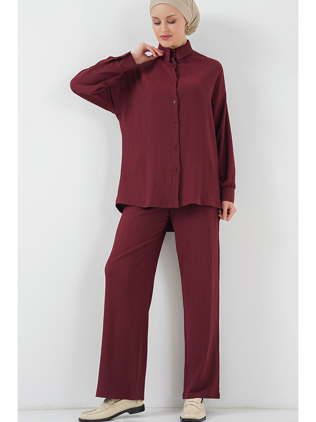 T5858 Örme Tesettür İkili Takım - Mürdüm-7