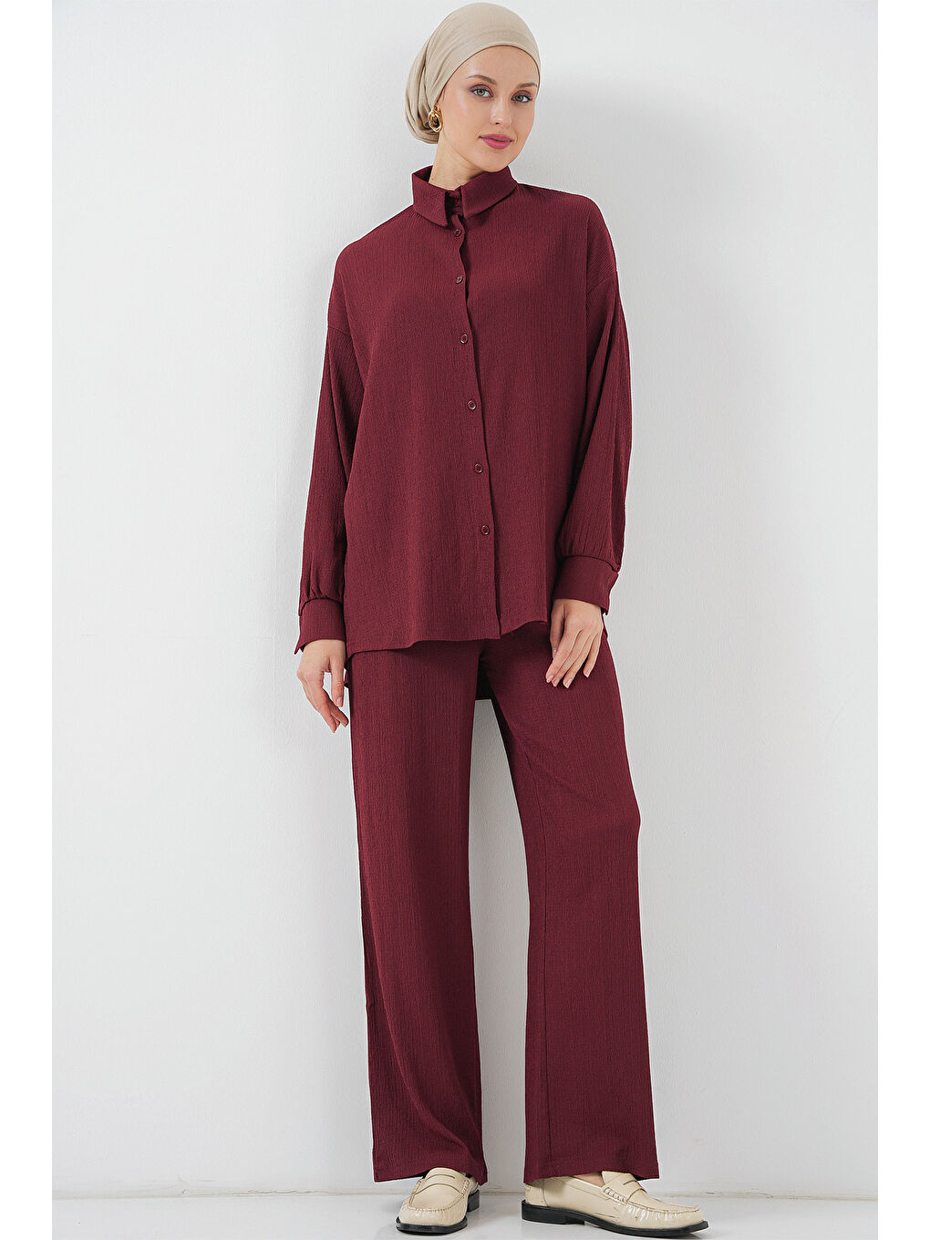 T5858 Örme Tesettür İkili Takım - Mürdüm-8