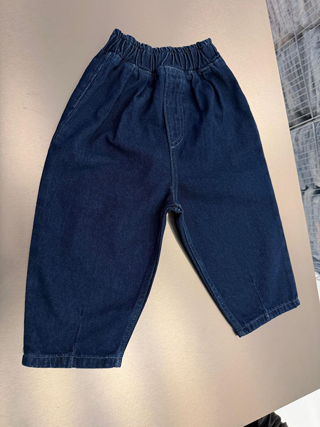 Unisex Çocuk Pamuklu Koyu Lacivert Denim Pantolon-2