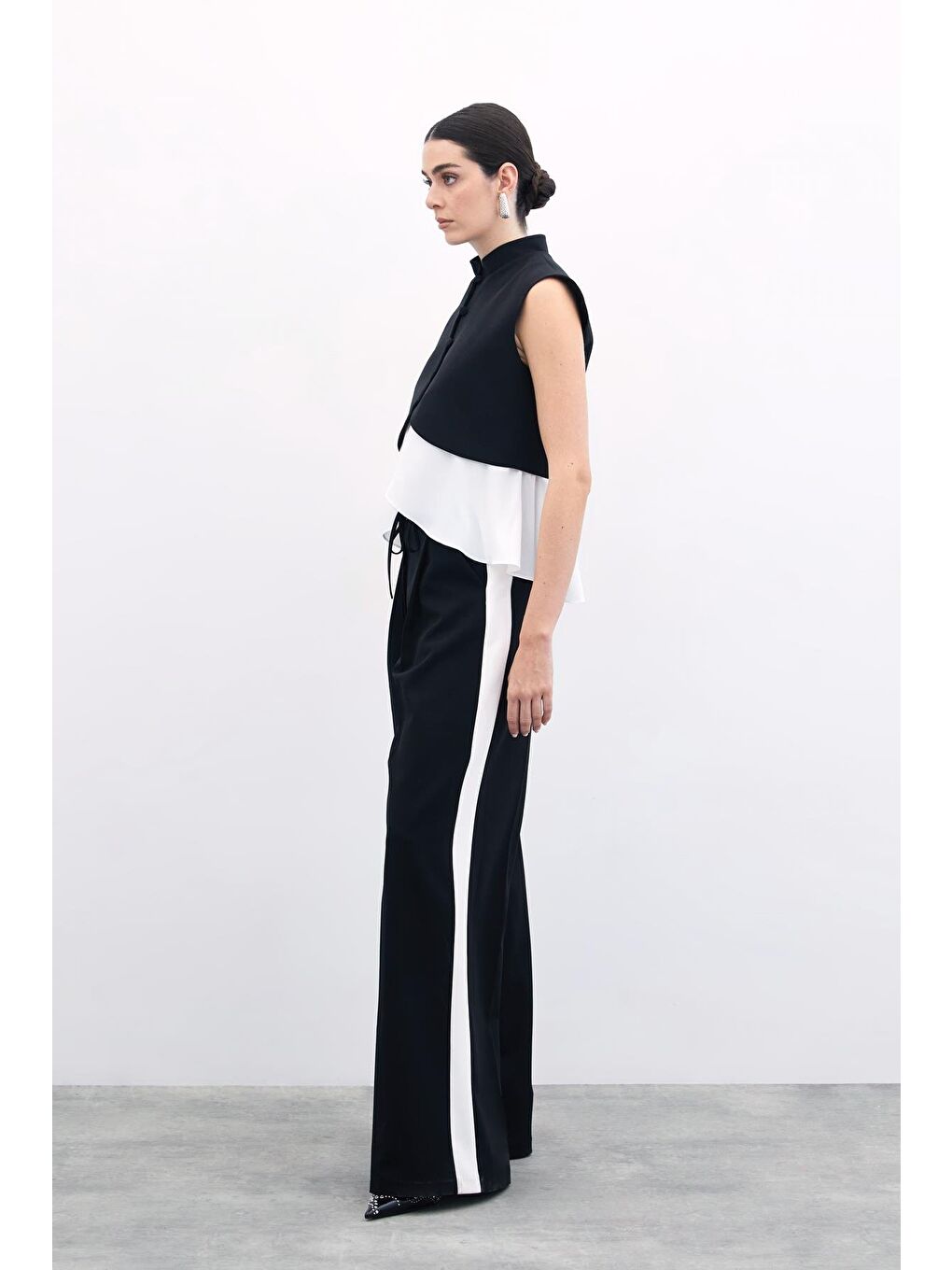 Kontrast Bol Pantolon - Siyah-2