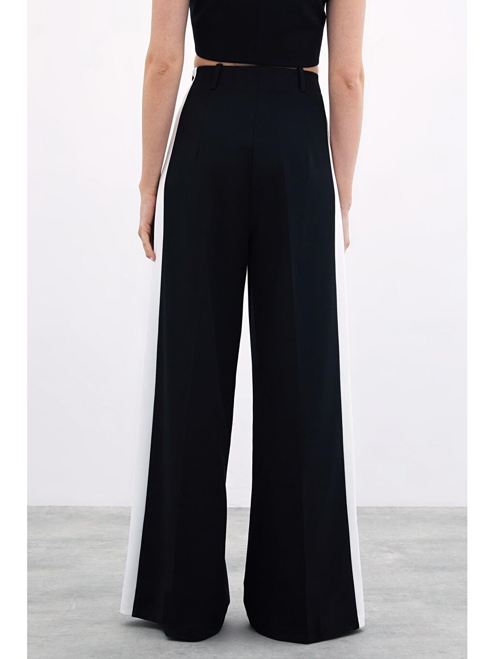 Kontrast Bol Pantolon - Siyah-7