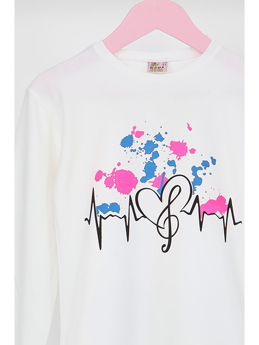 Kız Çocuk Beyaz Uzun Kollu Baskılı Penye Badi - 27695-1