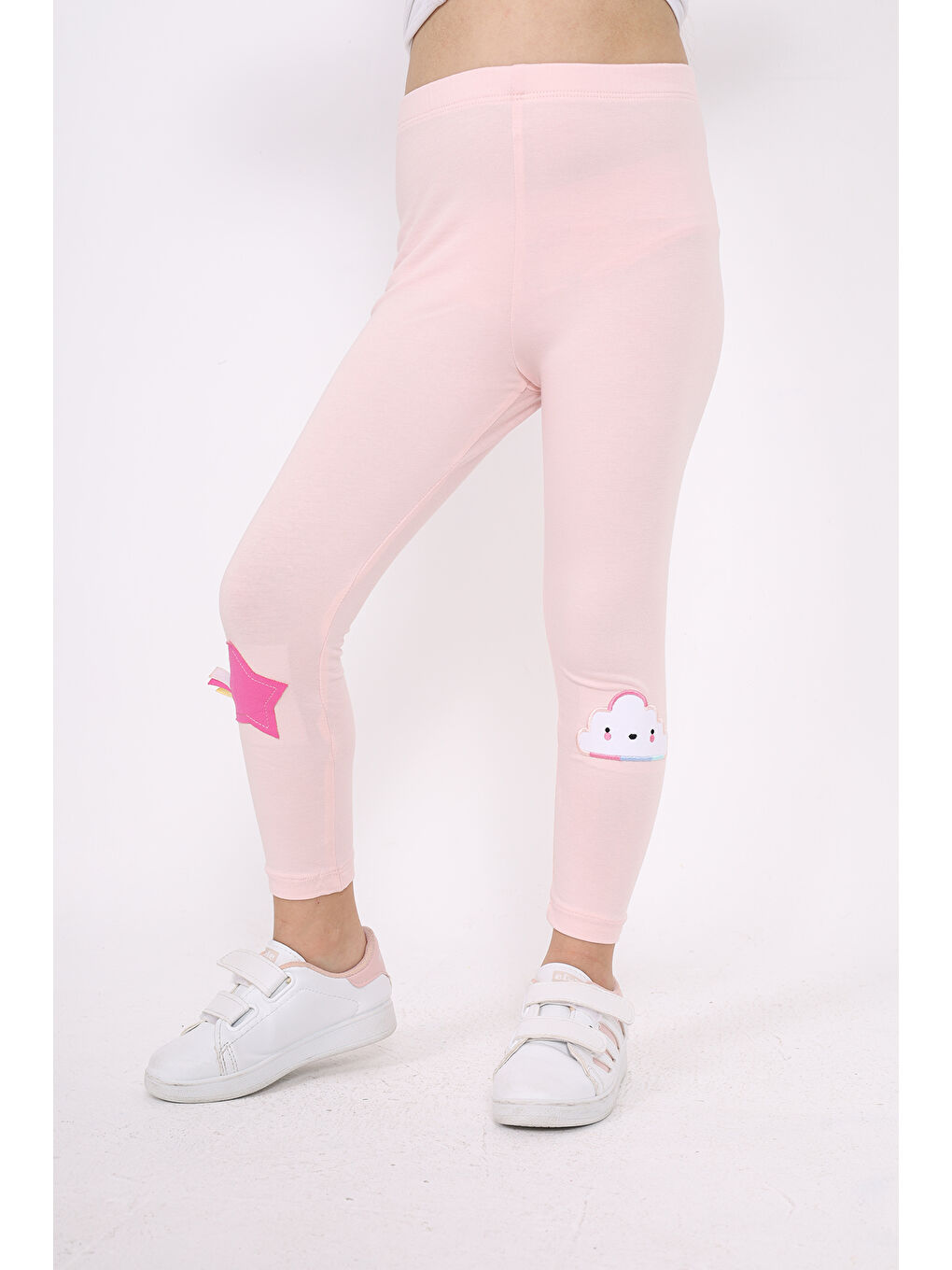 Pembe Kız Çocuk Nakışlı Tayt