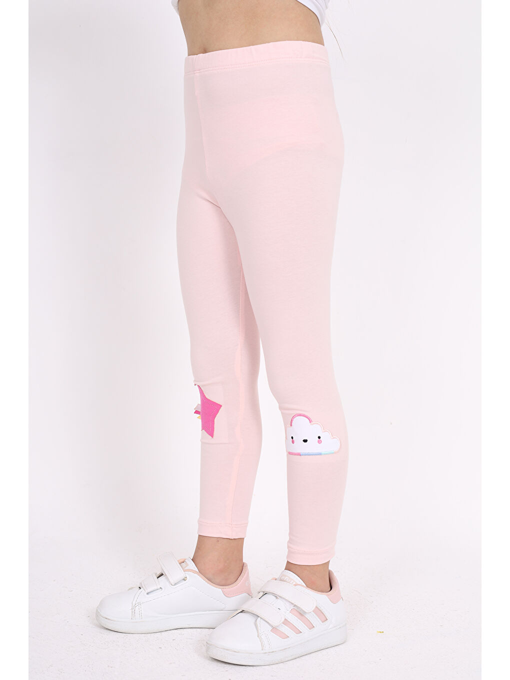 Pembe Kız Çocuk Nakışlı Tayt-2