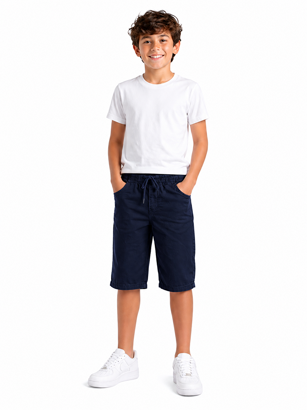Lacivert Kids Beli Lastikli Erkek Çocuk Şort