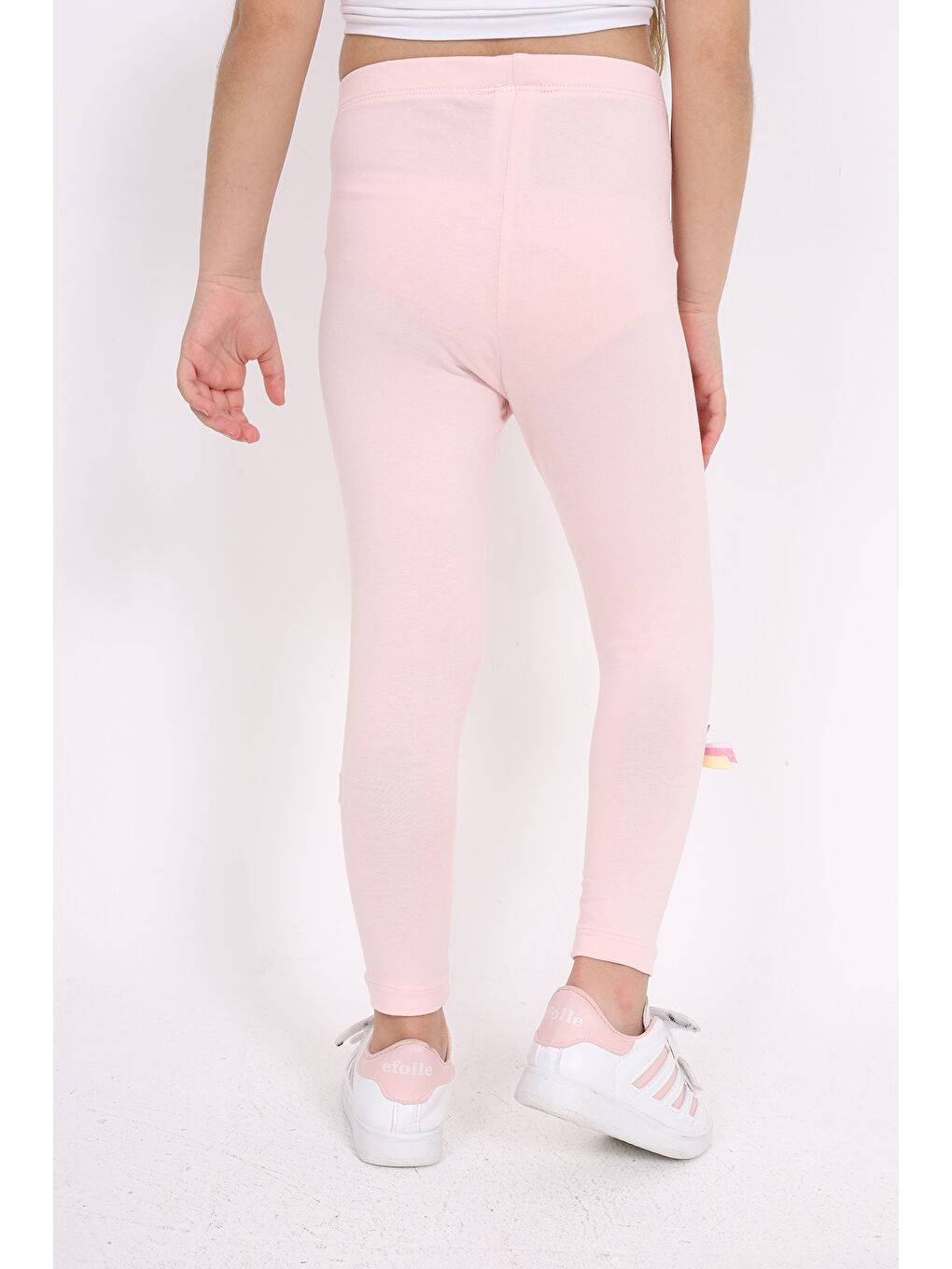 Pembe Kız Çocuk Nakışlı Tayt-3