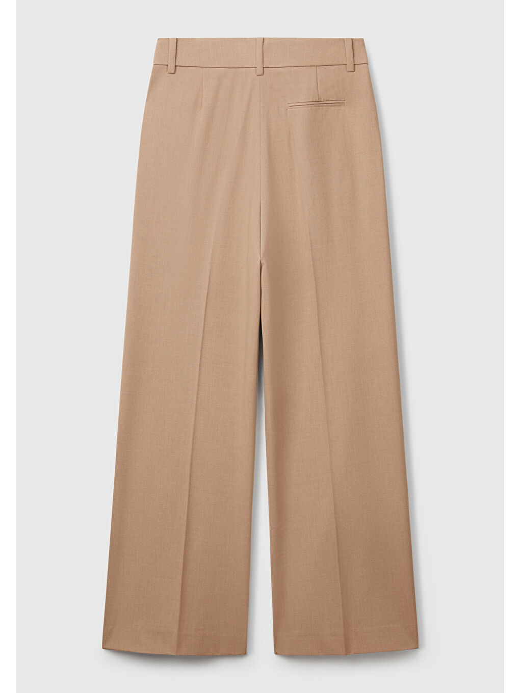 Kadın Bej Streç Kumaşlı Yüksek Bel Wide Leg Pantolon-3