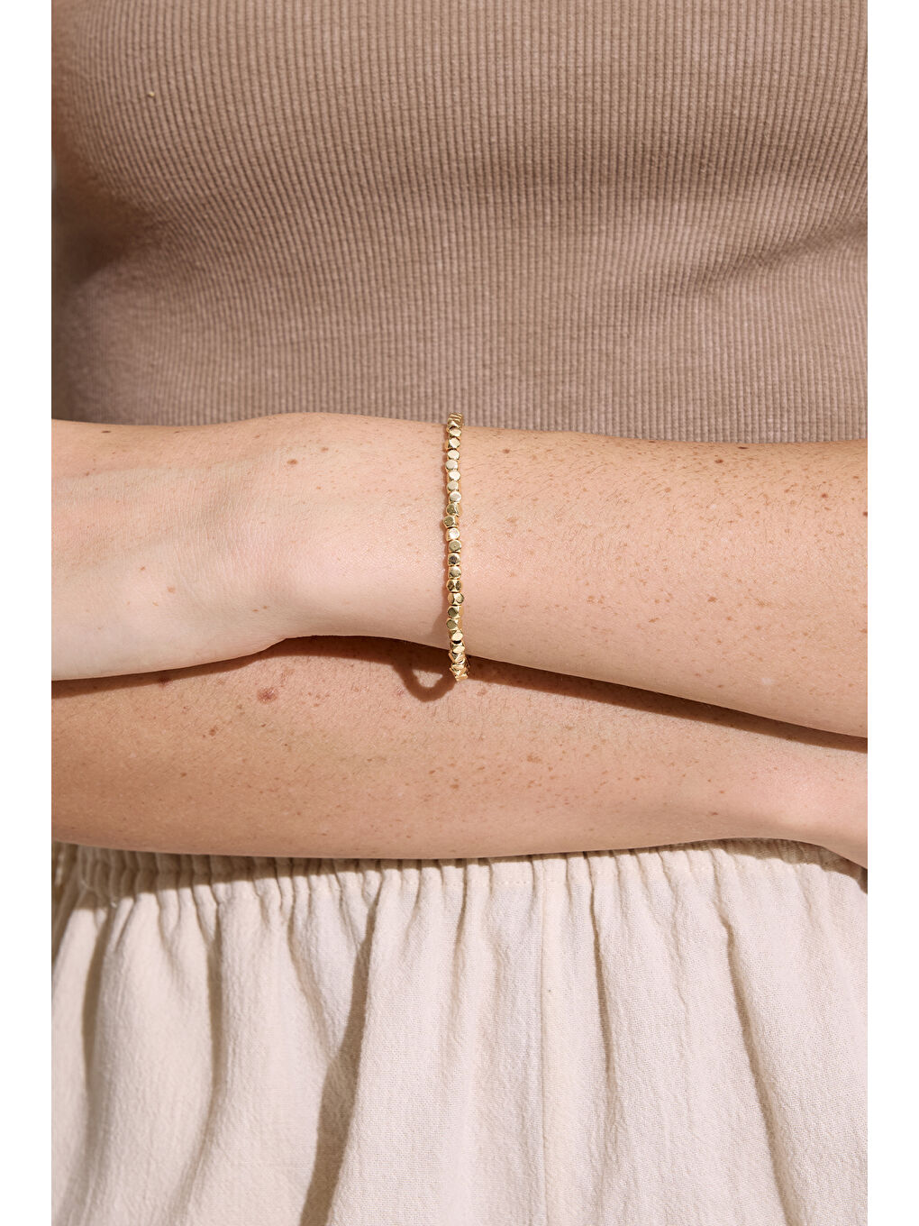 Sarı Küçük Kare Bileklik Gold