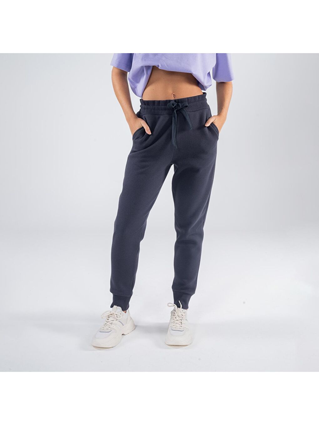 Agar Kadın Koyu Mavi Cepli Lastikli Jogger Pantalon Eşofman Altı