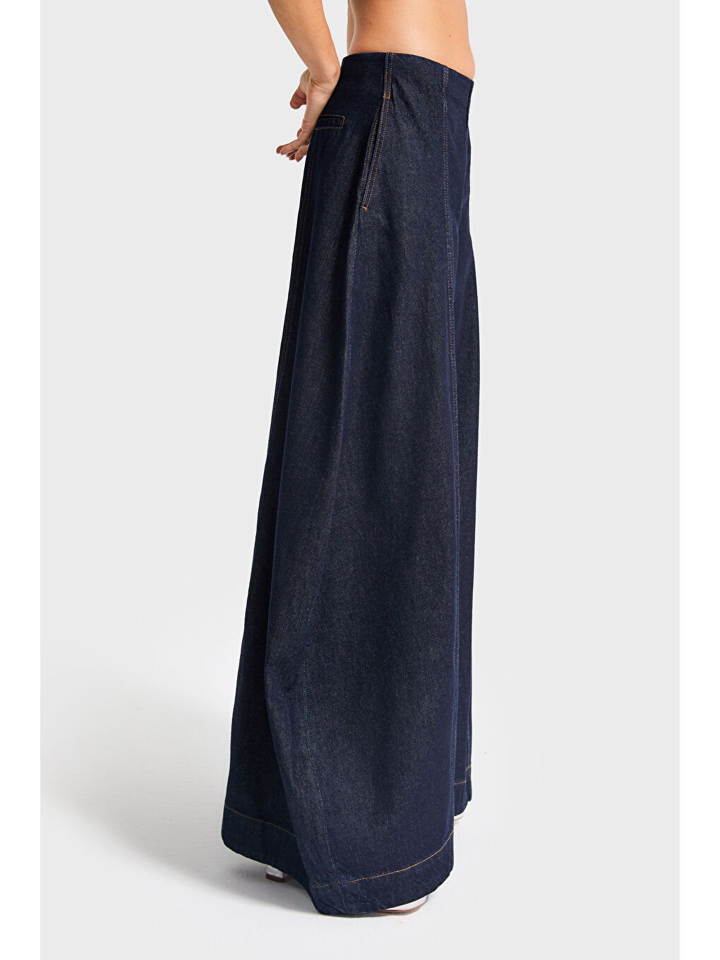 Kadın İndigo Renk 7w5-50 Yüksek Bel Palazzo Balon Fit %100 Pamuk Özel Tasarım Denim Jean-2