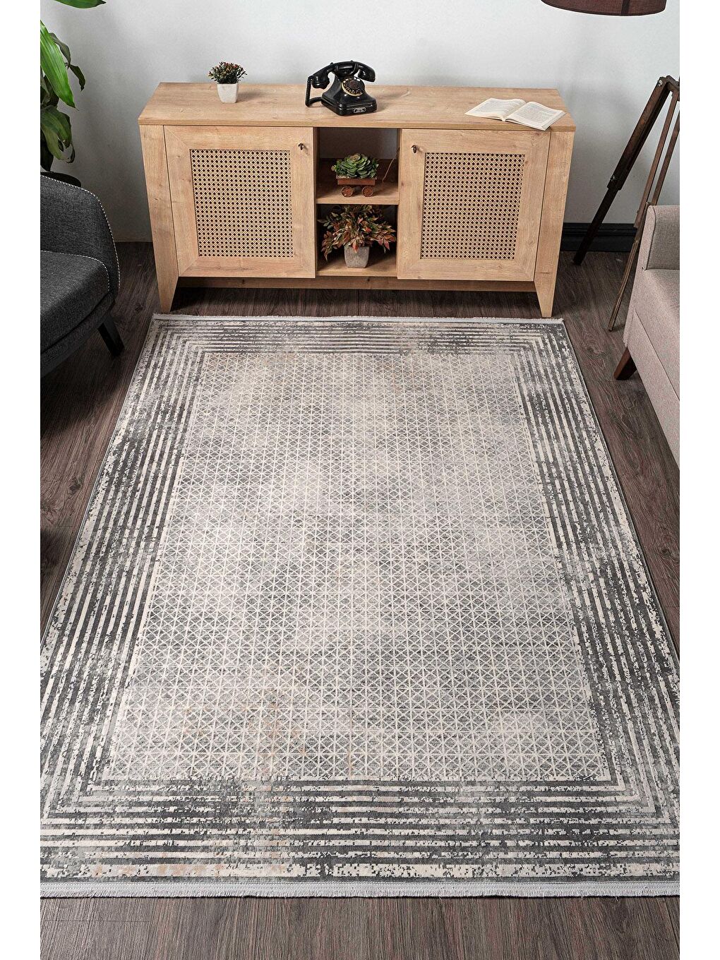 Gri Granada 6078 Akrilik Modern Dokuma Halı-80x300