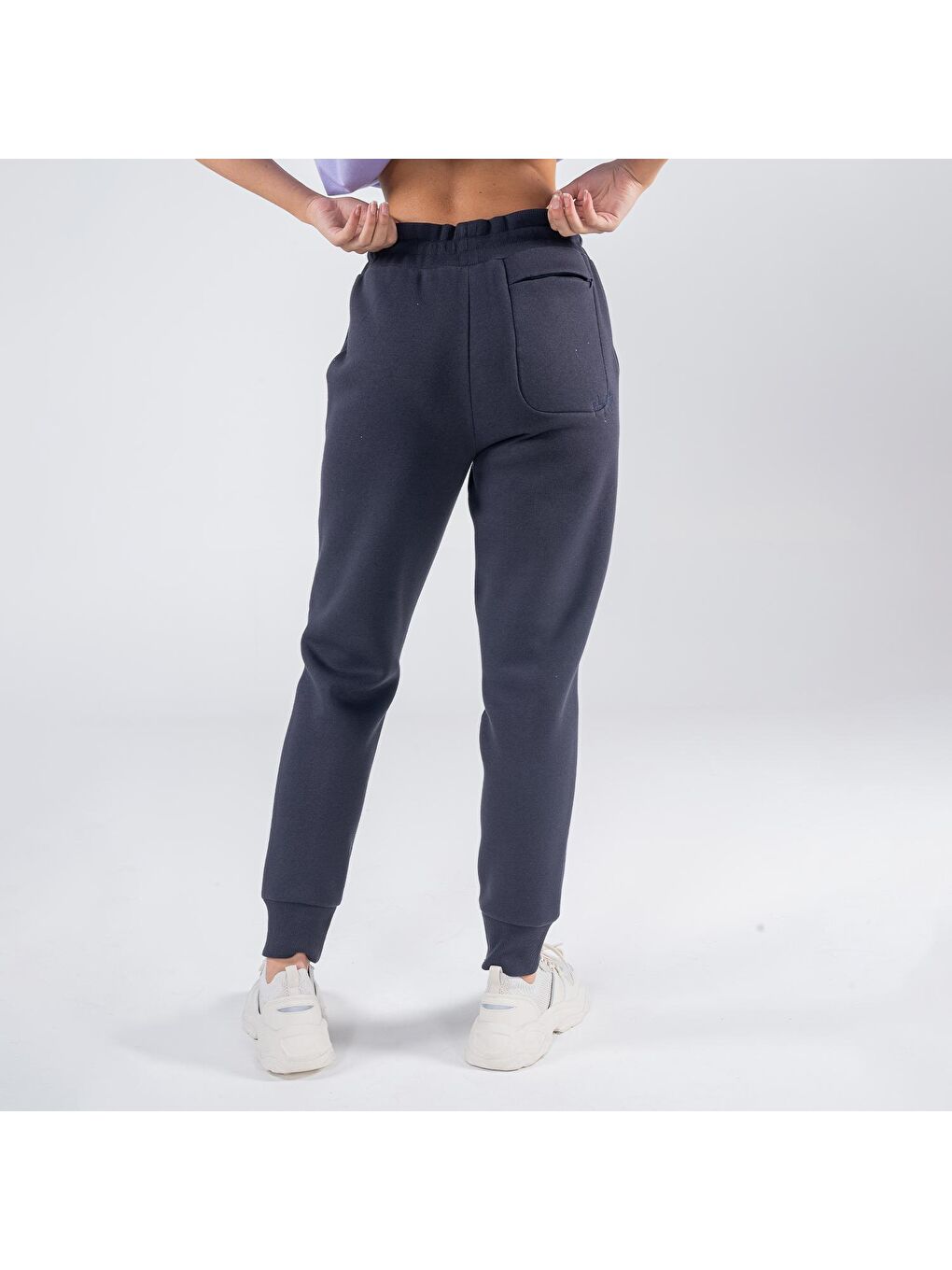 Agar Kadın Koyu Mavi Cepli Lastikli Jogger Pantalon Eşofman Altı-1