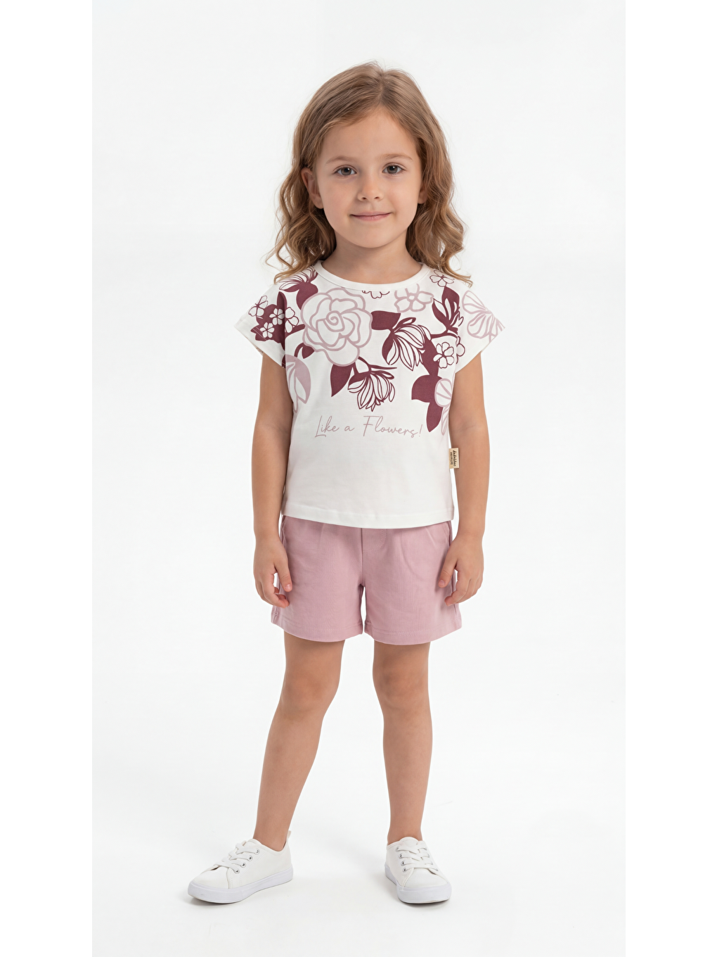 Pembe Çiçek Kabartma Baskılı Penye Kız Çocuk Alt Üst Takım