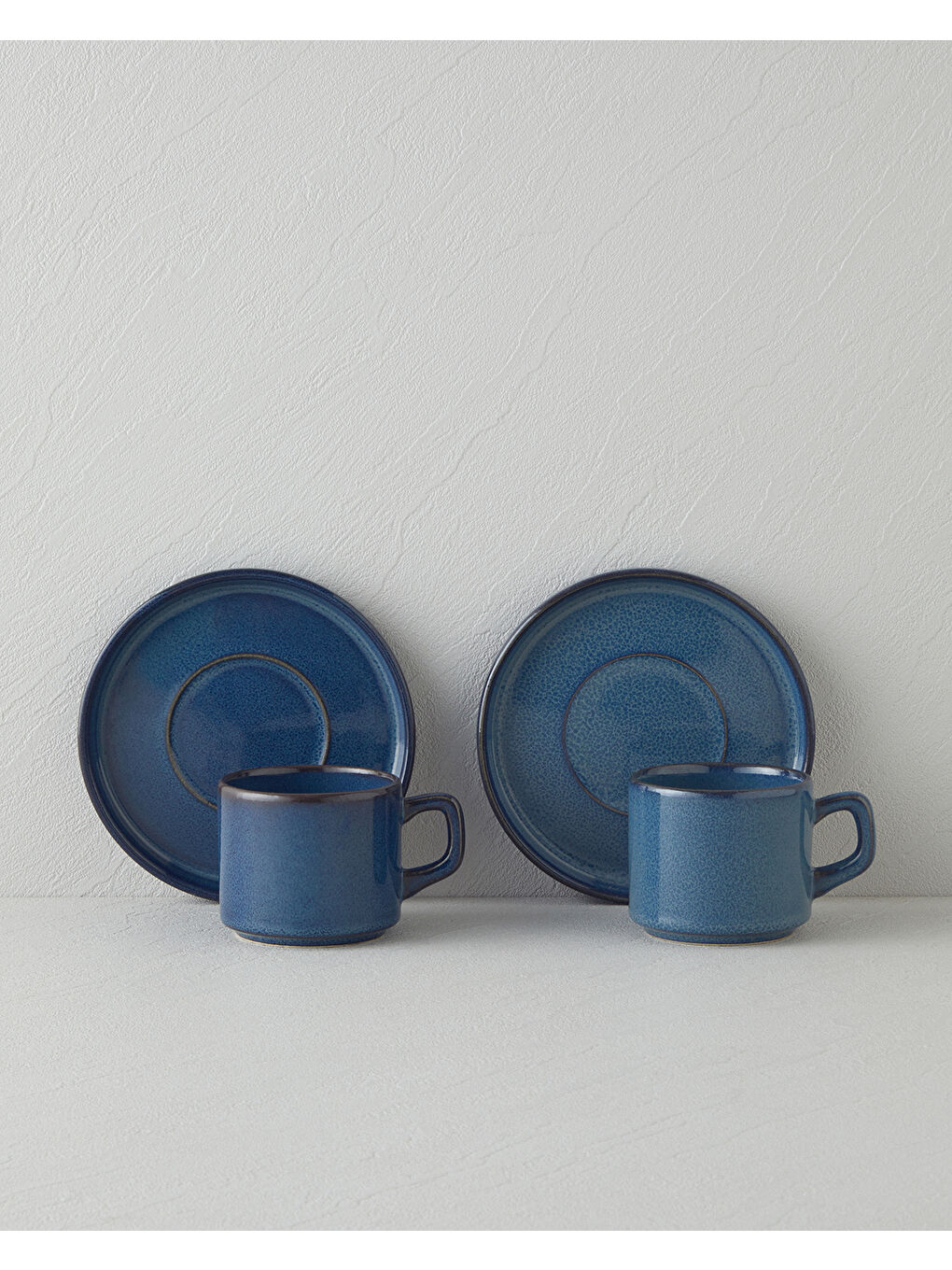 Coastal Bliss Seramik 4 Parça 2 Kişilik Çay Fincanı Takımı 184 ml Koyu Mavi-1
