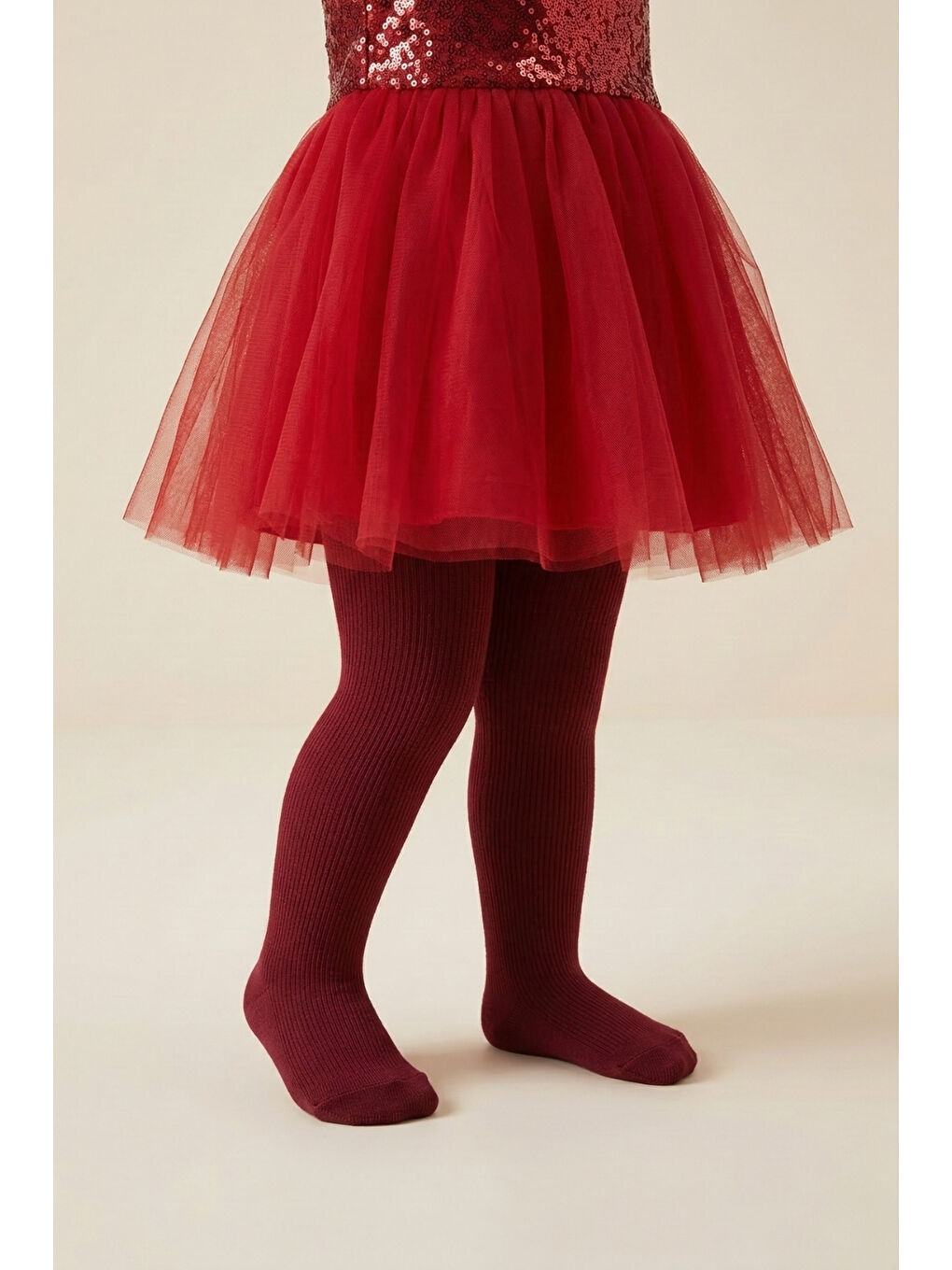 Bordo Kız Çocuk Pamuk Külotlu Çorap-1