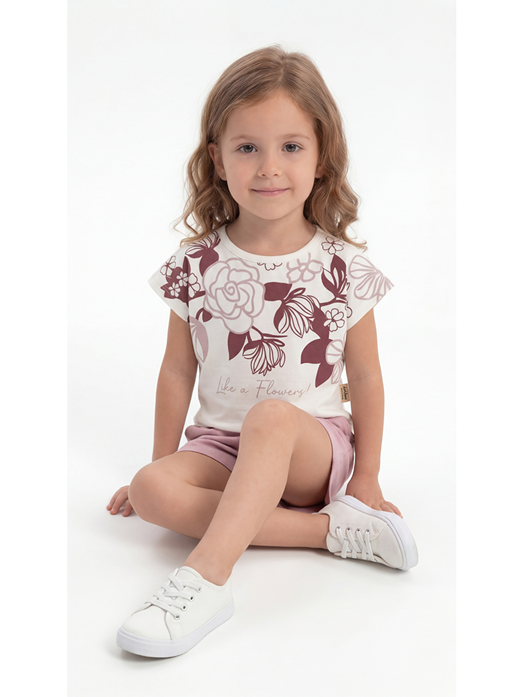 Pembe Çiçek Kabartma Baskılı Penye Kız Çocuk Alt Üst Takım-3