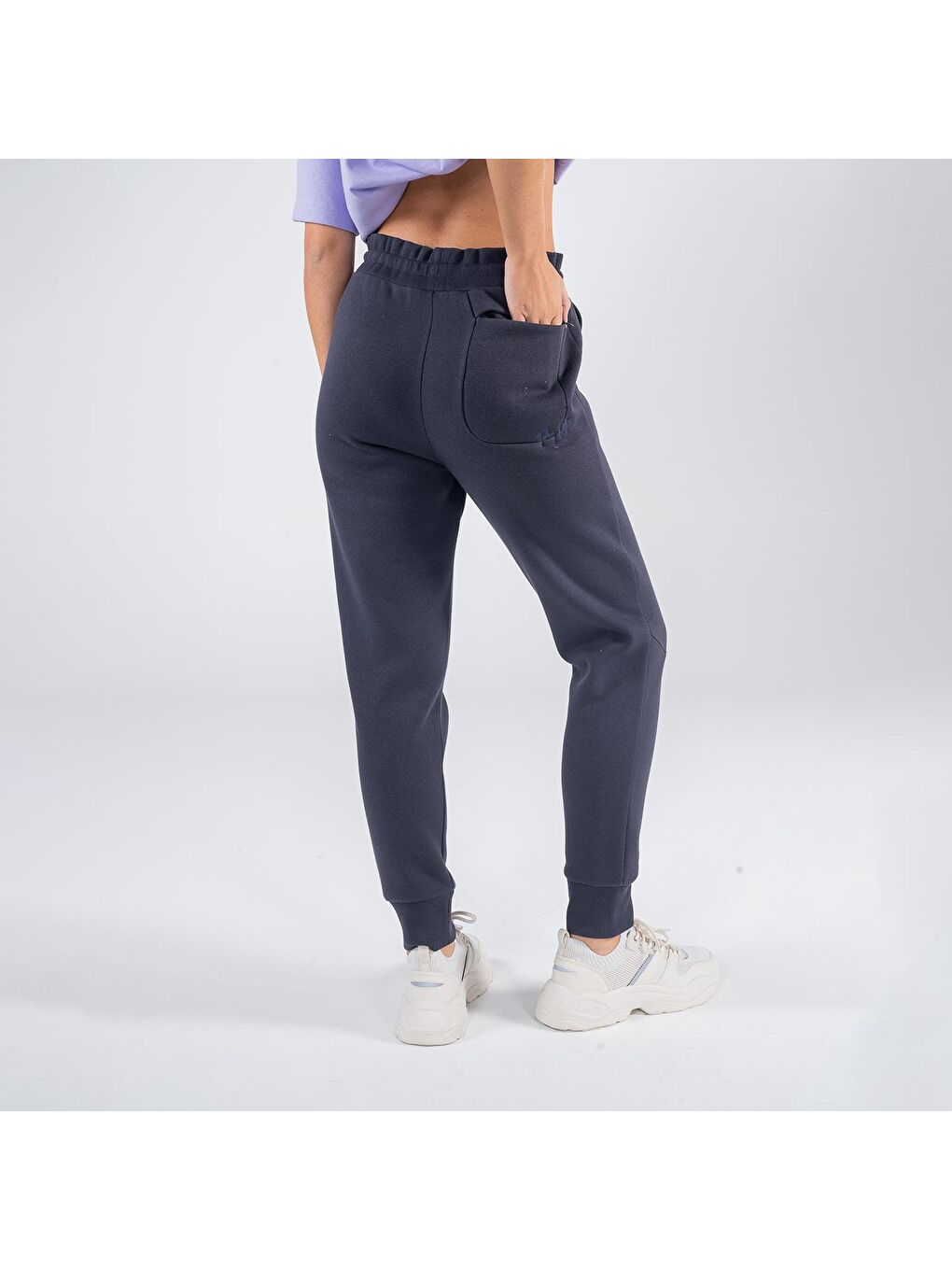 Agar Kadın Koyu Mavi Cepli Lastikli Jogger Pantalon Eşofman Altı-3