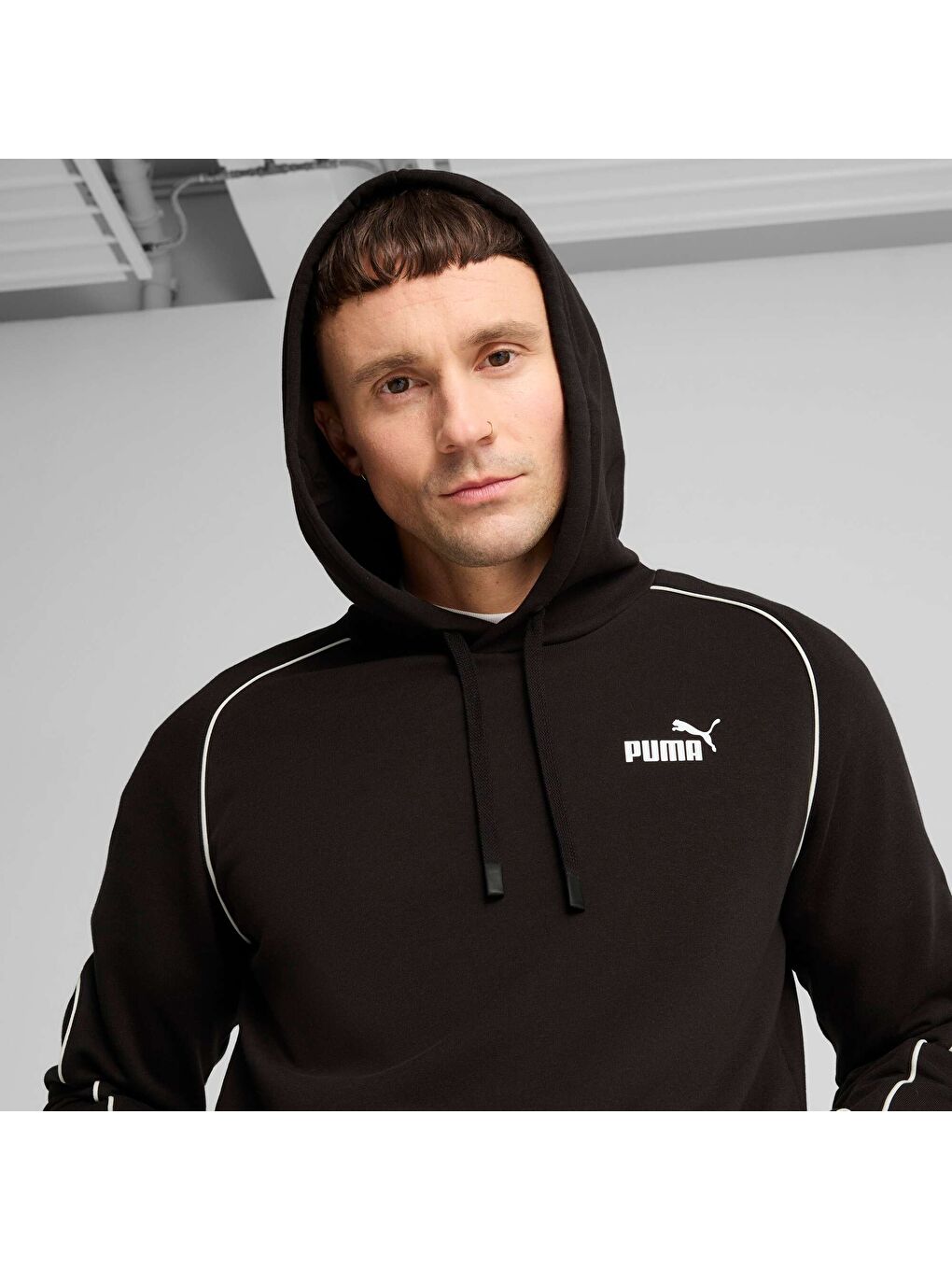 Siyah Sport Erkek Kapüşonlu Sweatshirt-4