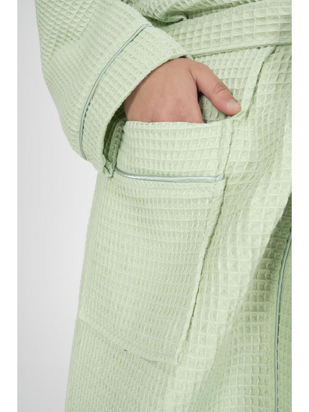 Yeşil Kaos Serisi Kimono Yaka Pike Bornoz Sabahlık-4