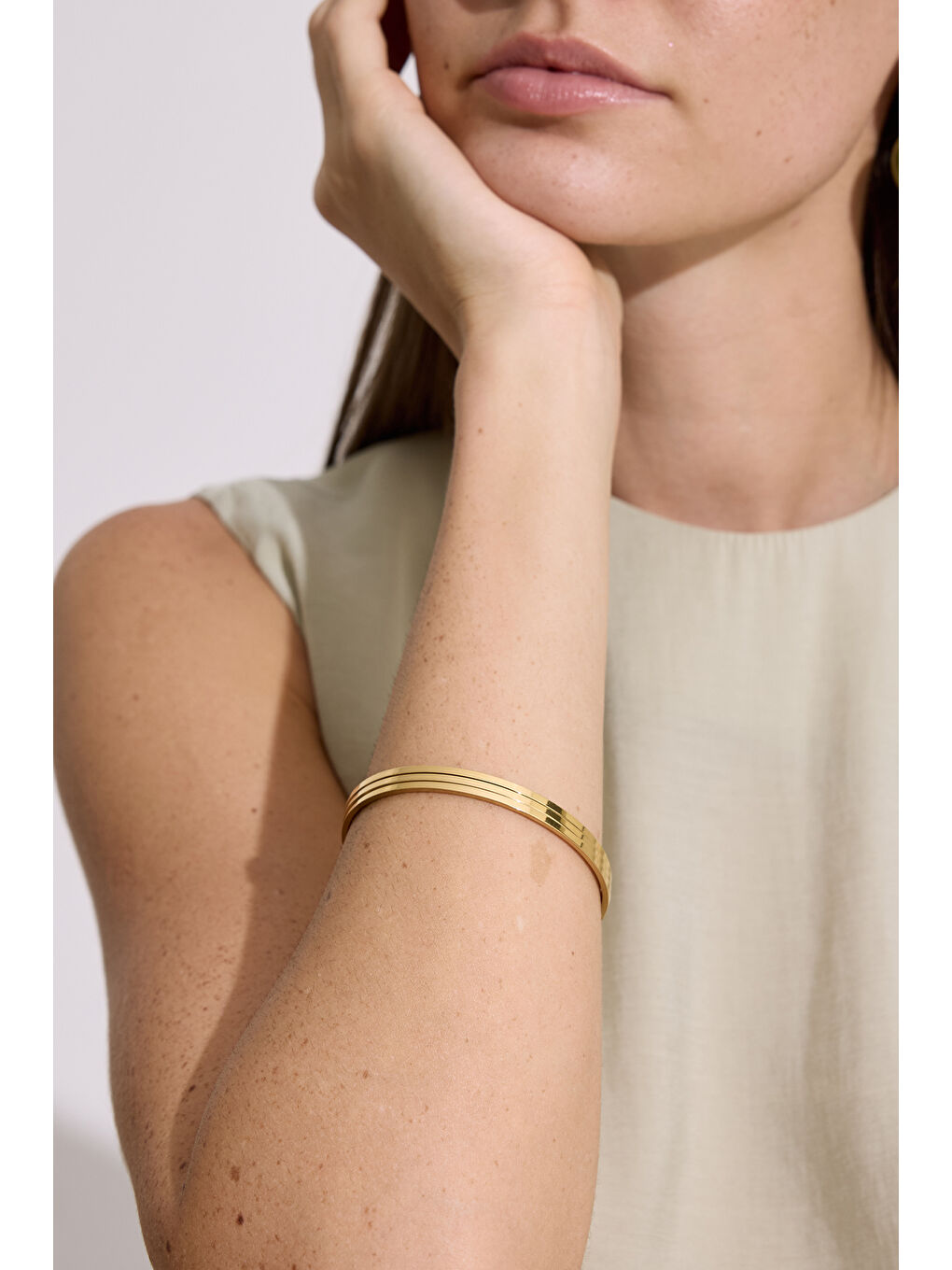 Sarı Three Piece Bilezik Gold