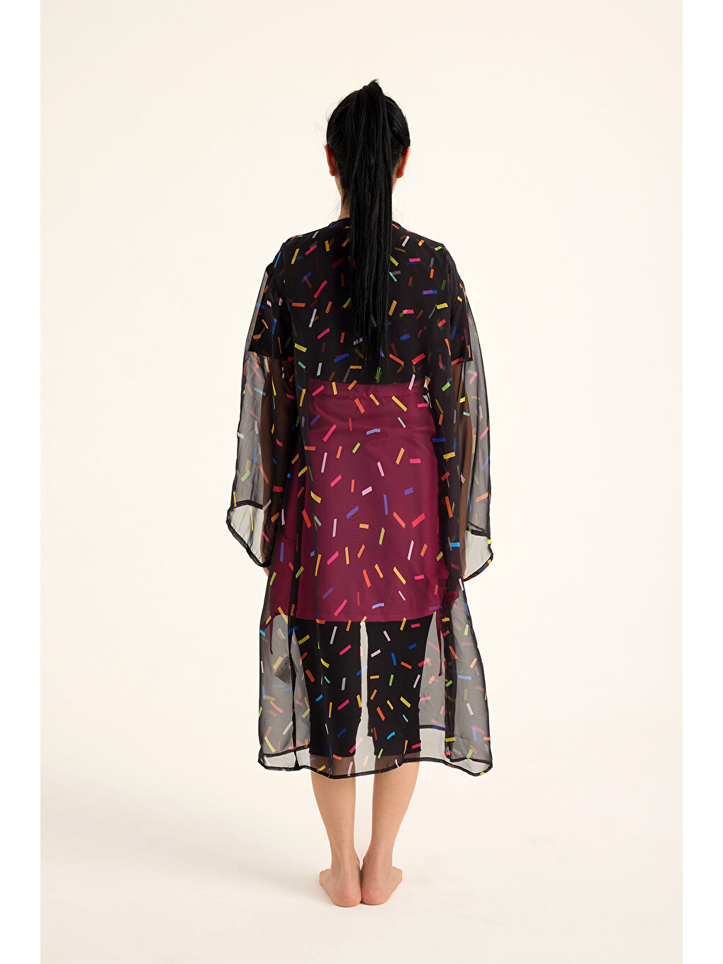 Siyah Kız Çocuk Garson Pareo - GP2502-2