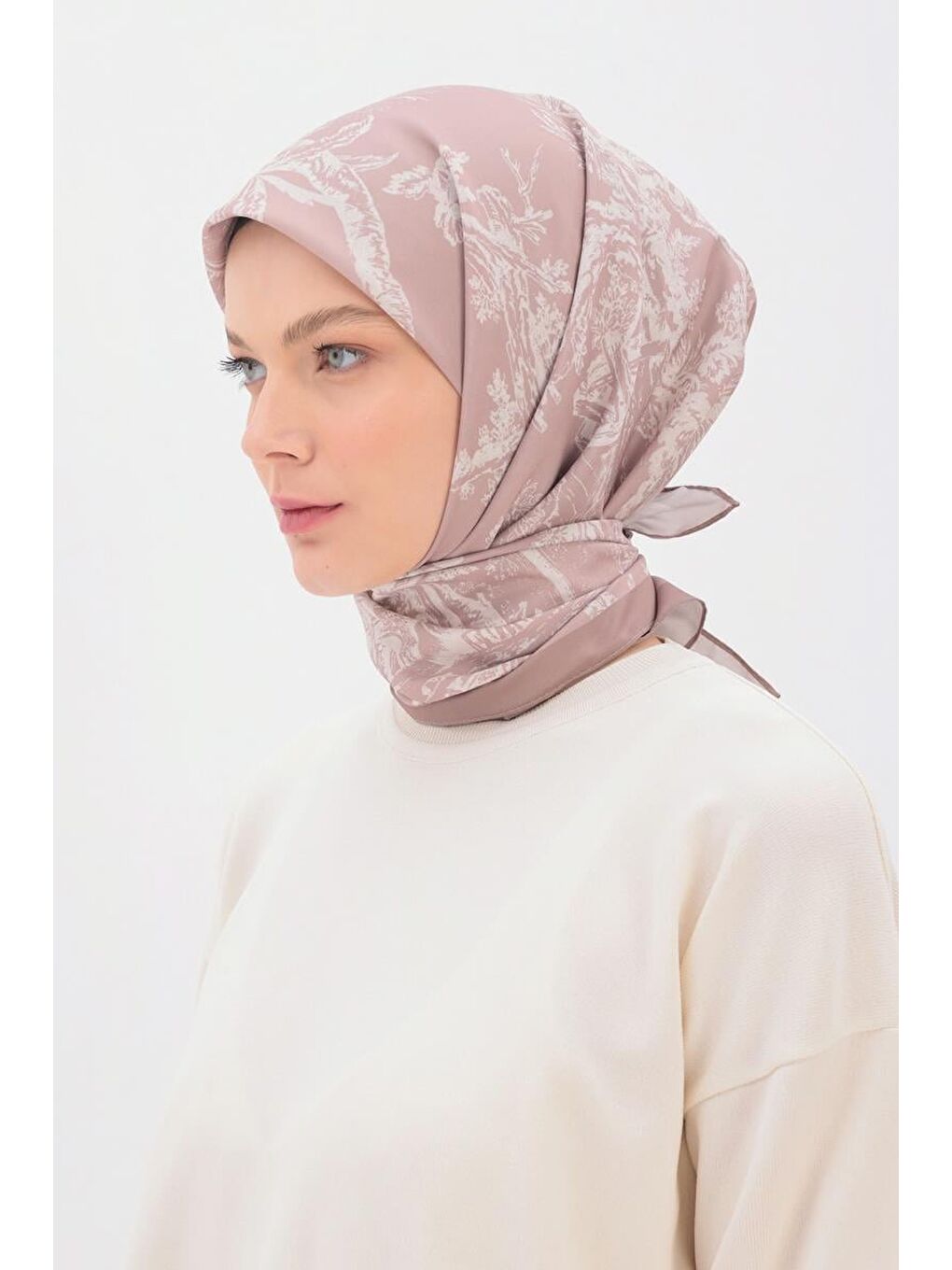 Bej-Desenli Pamuk Viskon Şal-1