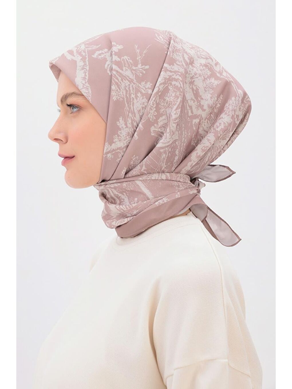 Bej-Desenli Pamuk Viskon Şal-2