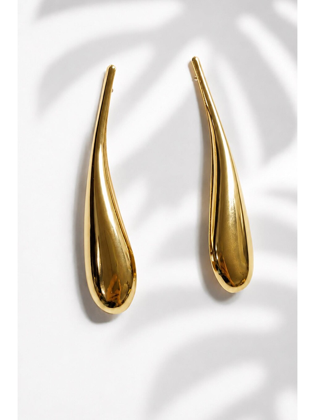 Sarı 7 Cm Gold Damla Küpe-2