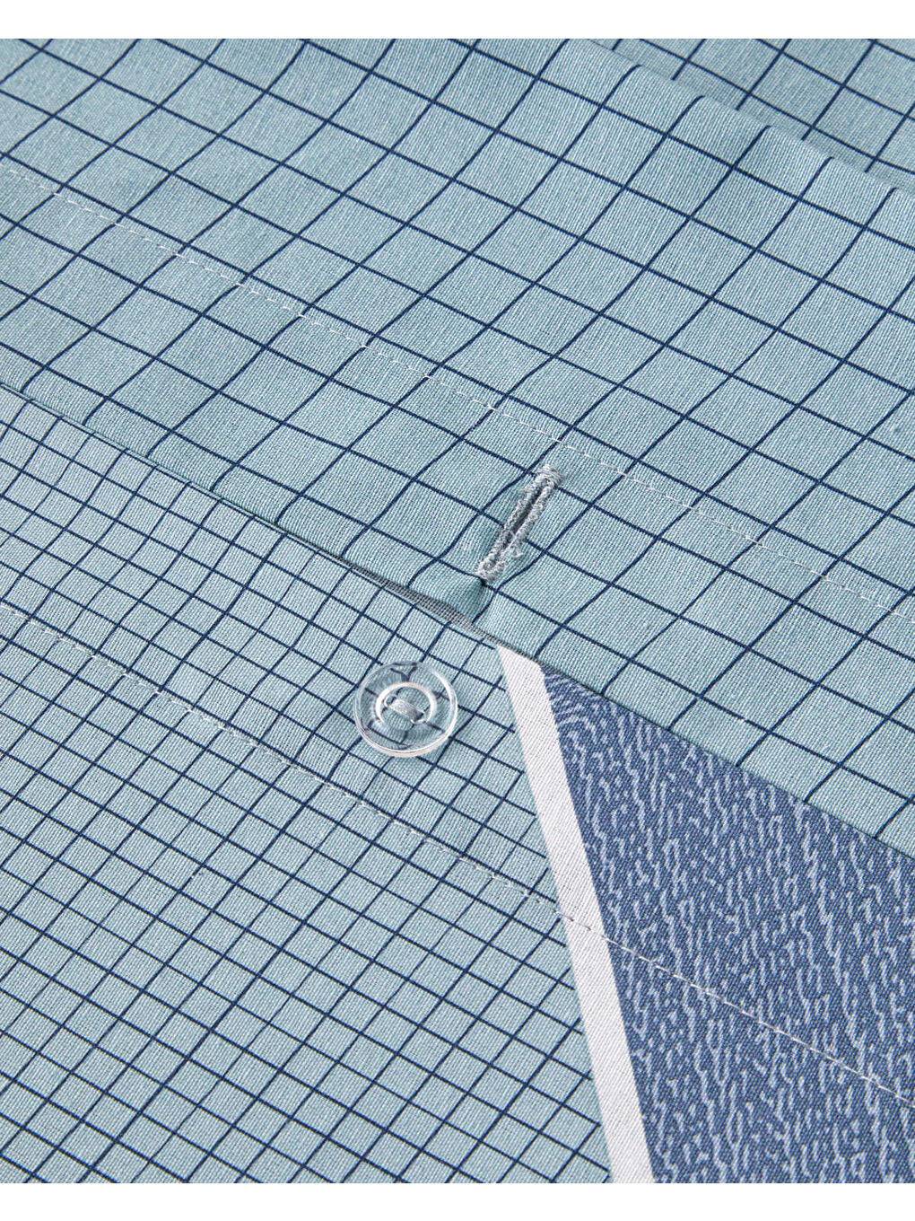 Parallel Patch Kolay Ütülenir Tek Kişilik Nevresim Takımı 160x220 cm Koyu Mavi-Seledon-6